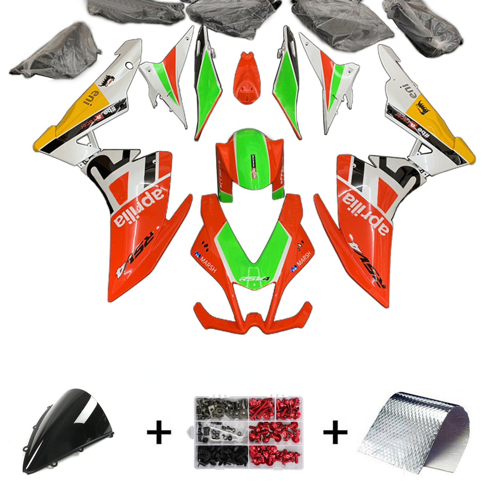 Amotopart 2009-2015 RSV4 1000 Aprilia Red&Green Style3 Fairing Kit