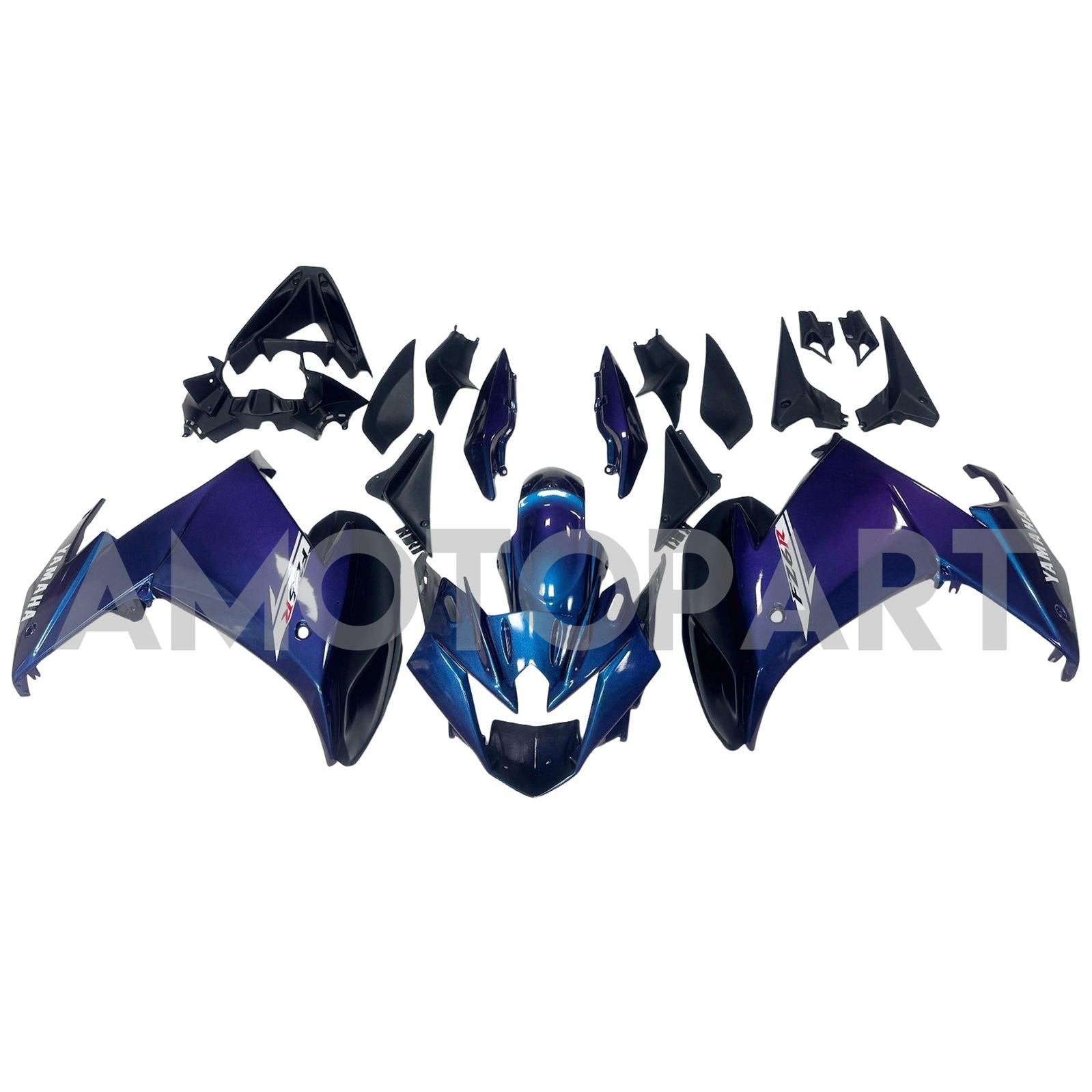 Amotopart 2009-2015 Yamaha FZ6R Blue White Fairing Kit