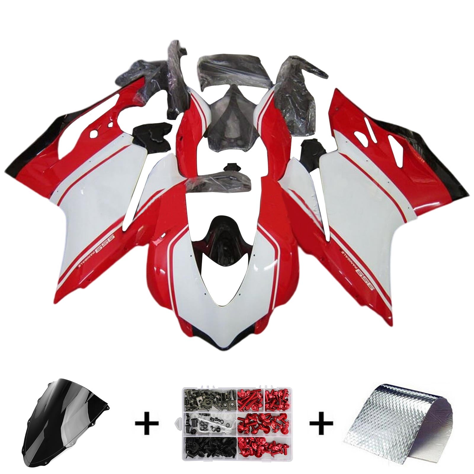 Amotopart 2015-2020 Ducati 1299 959 Kit de carenado Style3 rojo y blanco