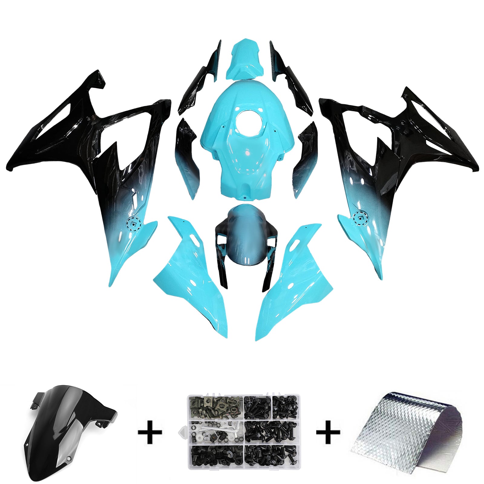 Amotopart 2019-2022 BMW S1000RR Light Blue Black Fairing Kit