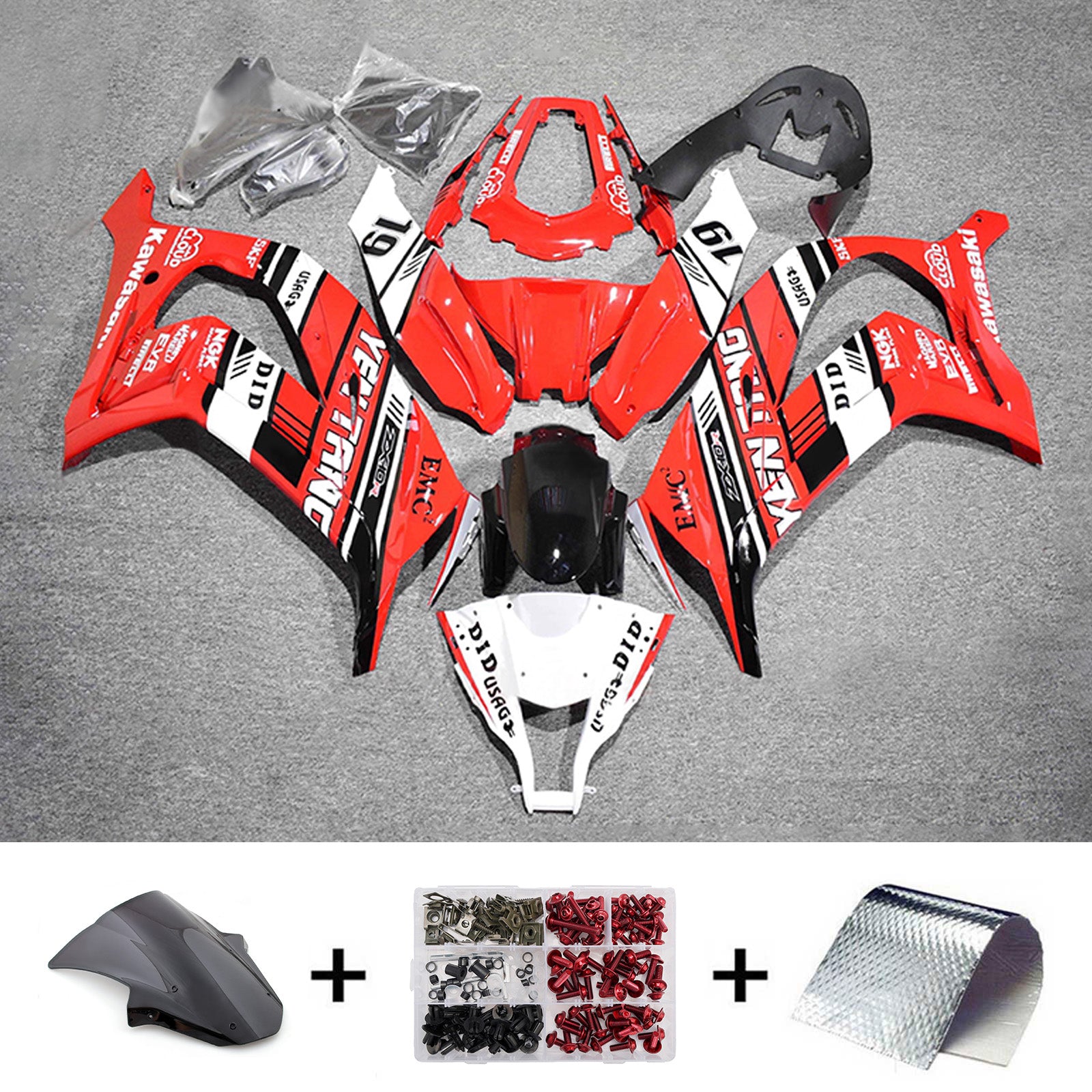 Amotopart 2011-2015 Kawasaki ZX10R Black Red White Fairing Kit
