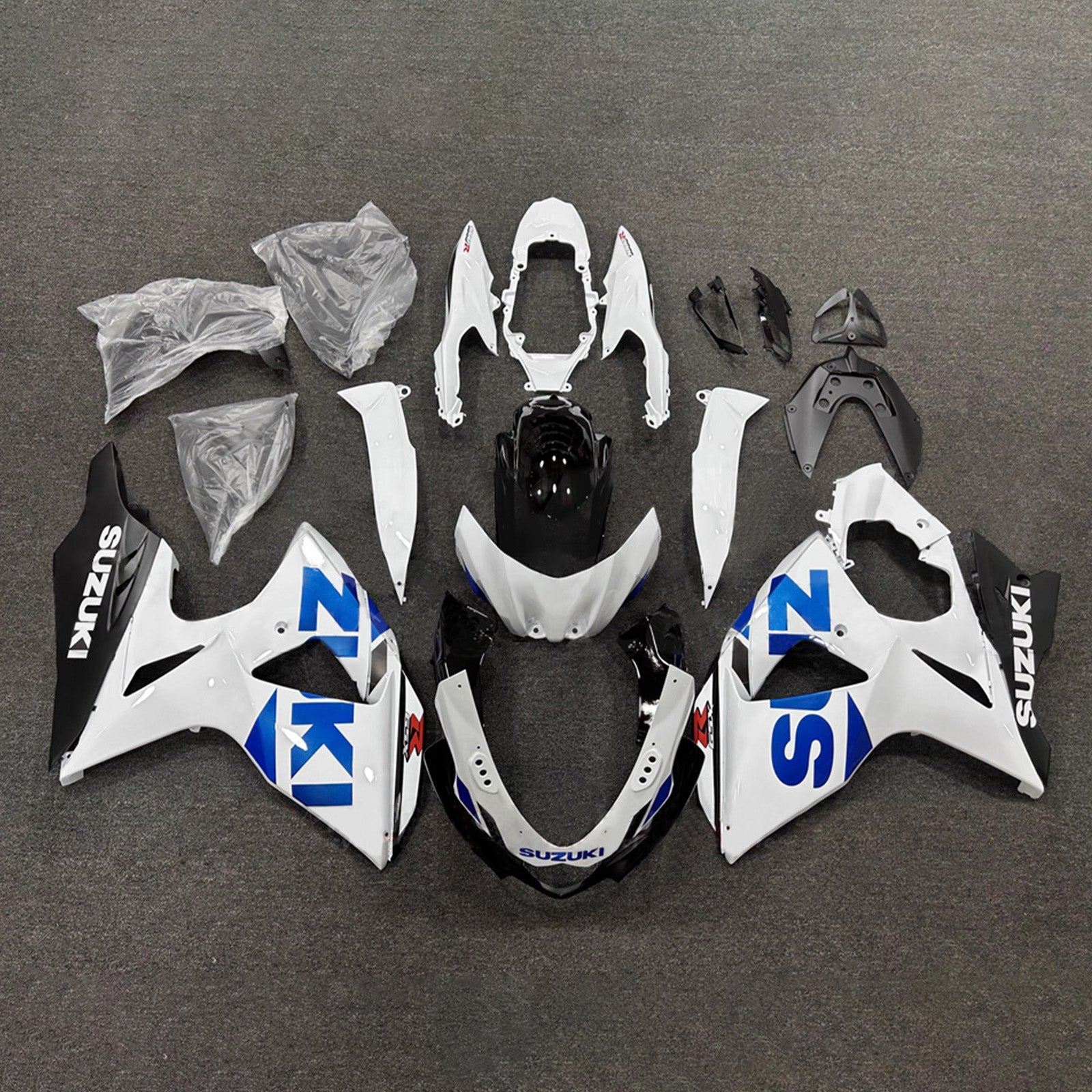 Amotopart 2009–2016 Suzuki GSXR1000 Weiß Blau Schwarz Verkleidungsset