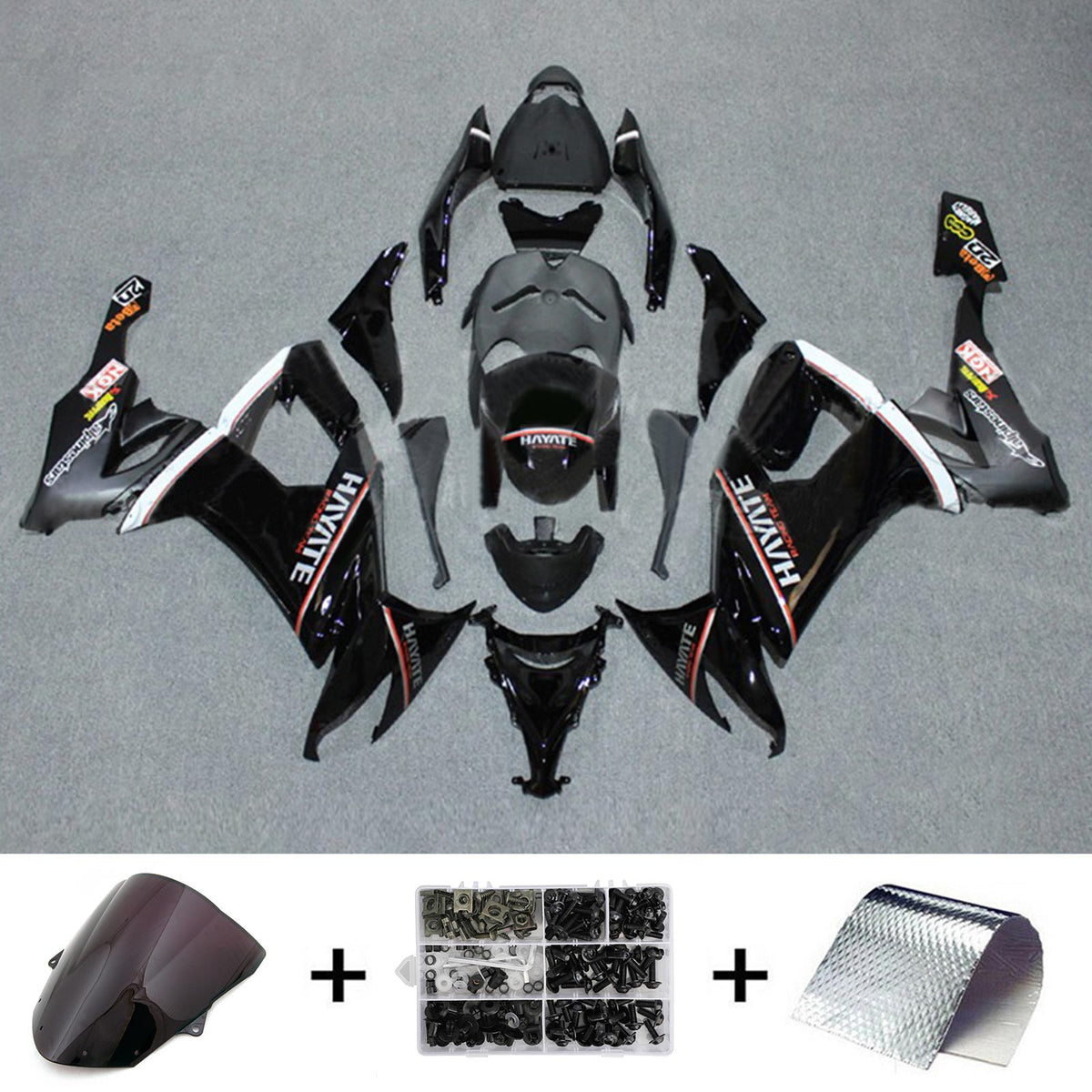 Amotopart 2008-2010 Kawasaki ZX10R Kit de carenado negro brillante y mate