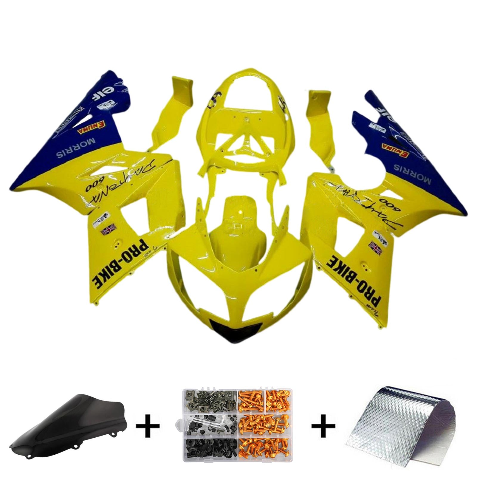 Amotopart 2002-2005 Triumph Daytona 600 650 Yellow&Blue Fairing Kit