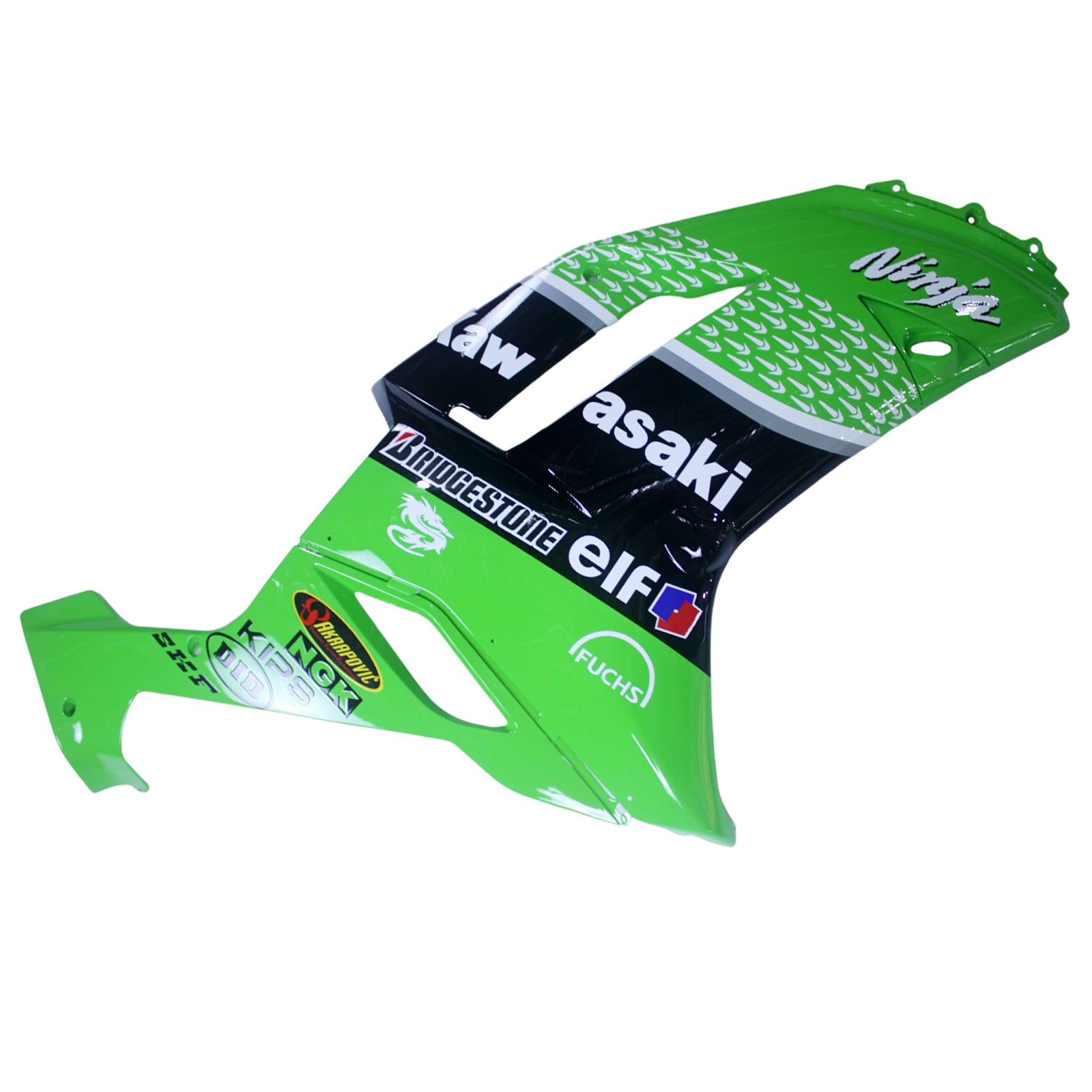 Amotopart 2007-2008 Kawasaki ZX6R 636 Green Black Fairing Kit