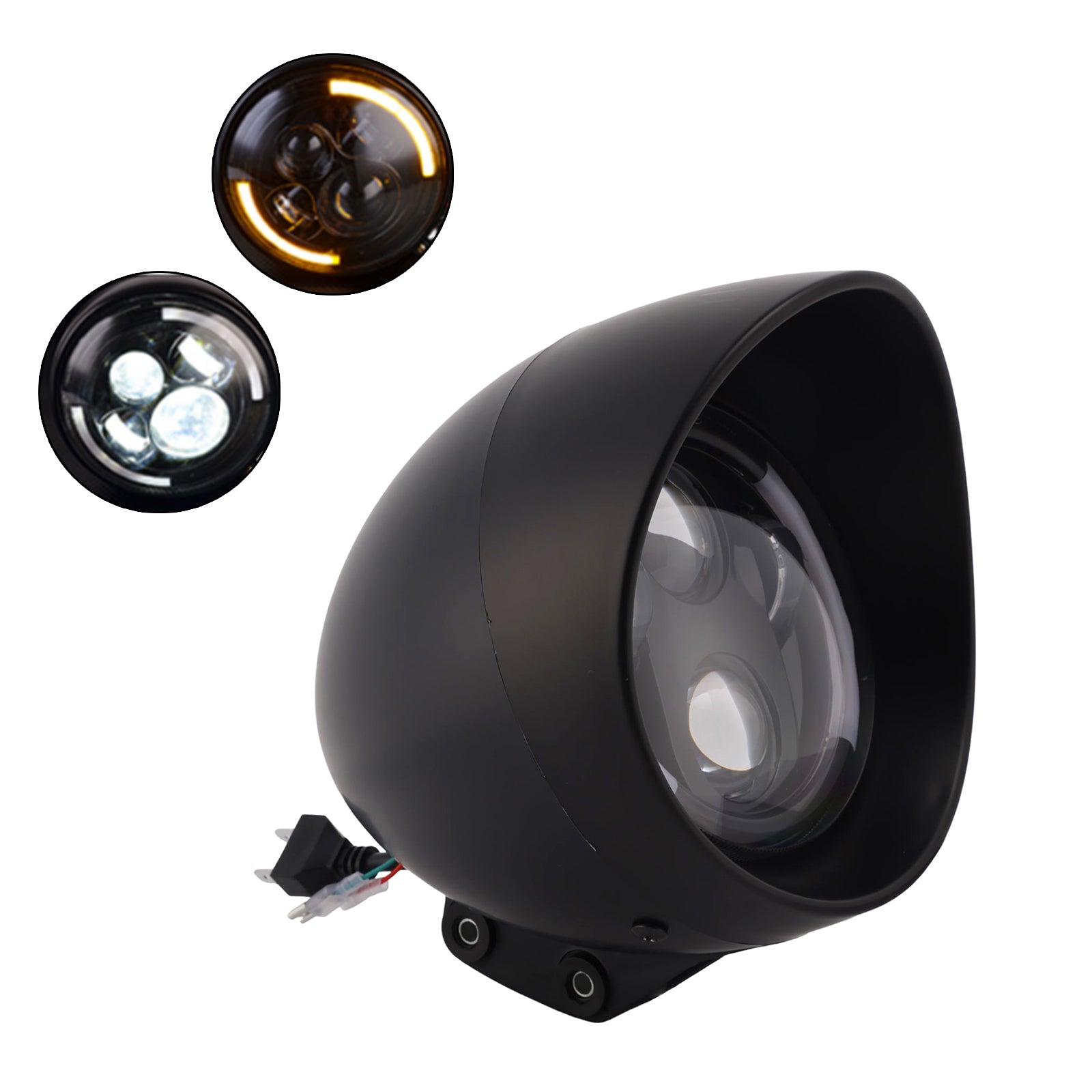 5.75" Headlight Lamp Spotlight Universal Led 4000lm Fits For Cruise Cafe Chrome