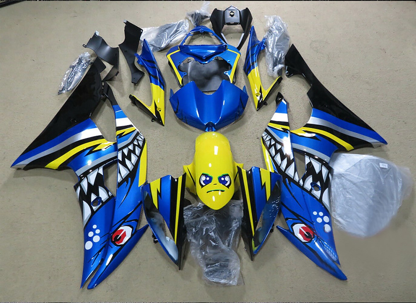 Amotopart 2008-2016 Yamaha YZF 600 R6 Blue Yellow Fairing Kit