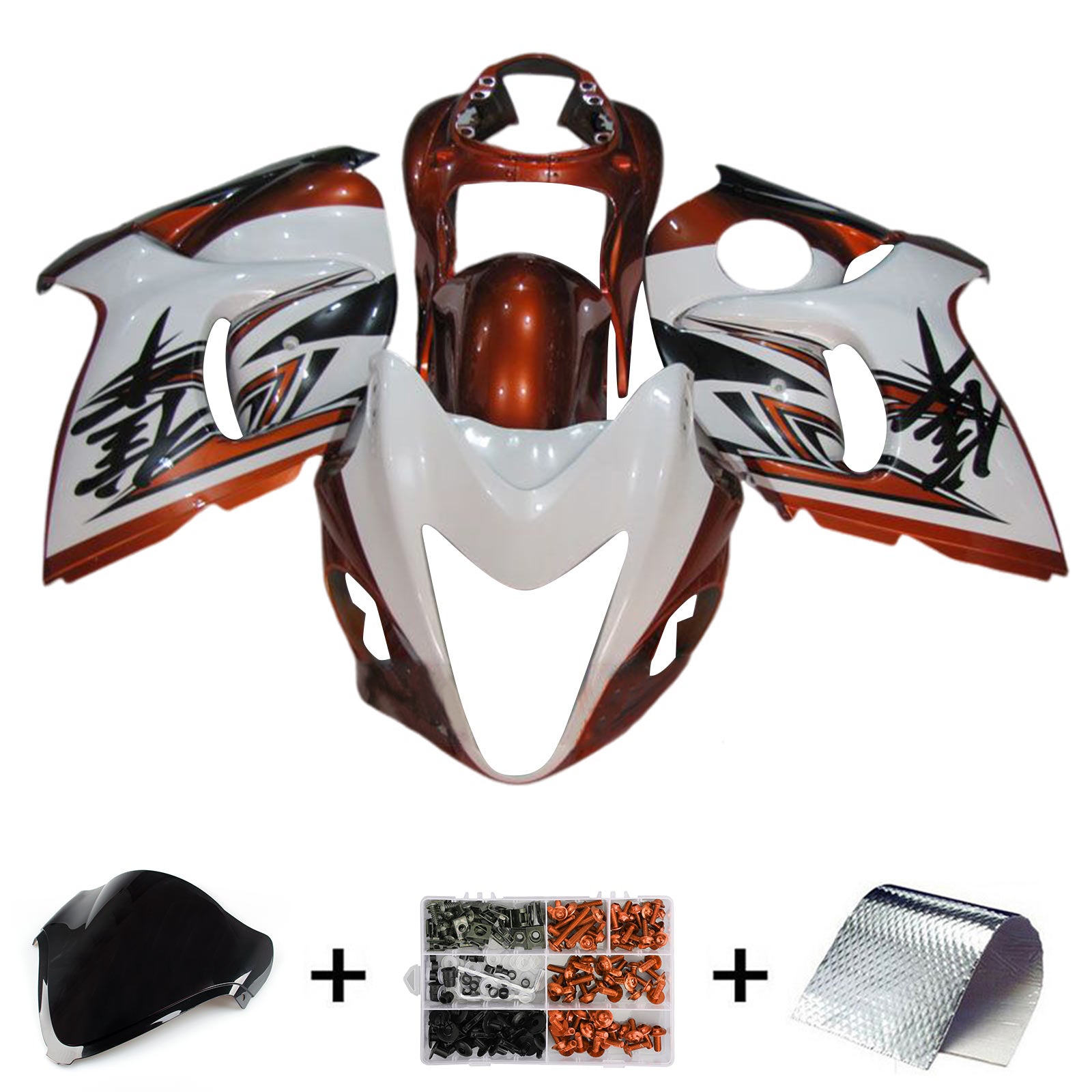 Amotopart 2008–2020 GSX1300R Hayabusa Suzuki Gloss Dark Red &amp; White Verkleidungsset