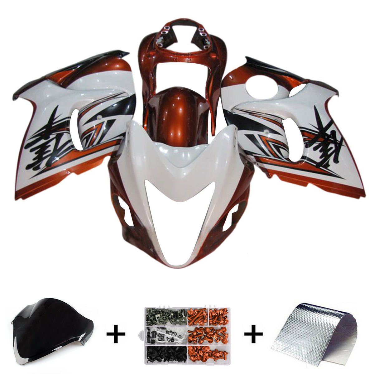 Amotopart 2008-2020 GSX1300R Hayabusa Suzuki Gloss Dark Red&White Fairing Kit