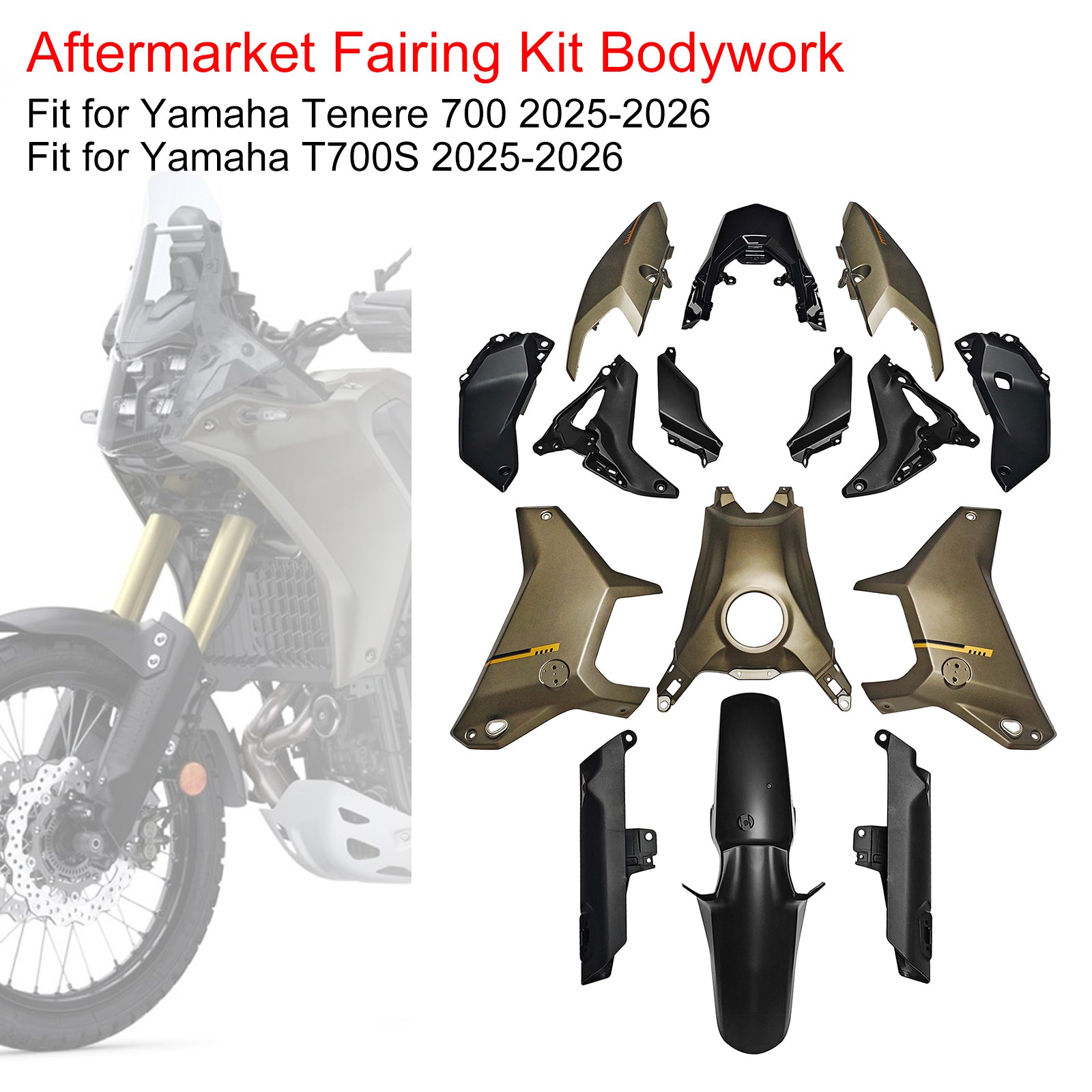 Amotopart 2025-2026 Yamaha Tenere 700 T700S Fairing Kit Collection