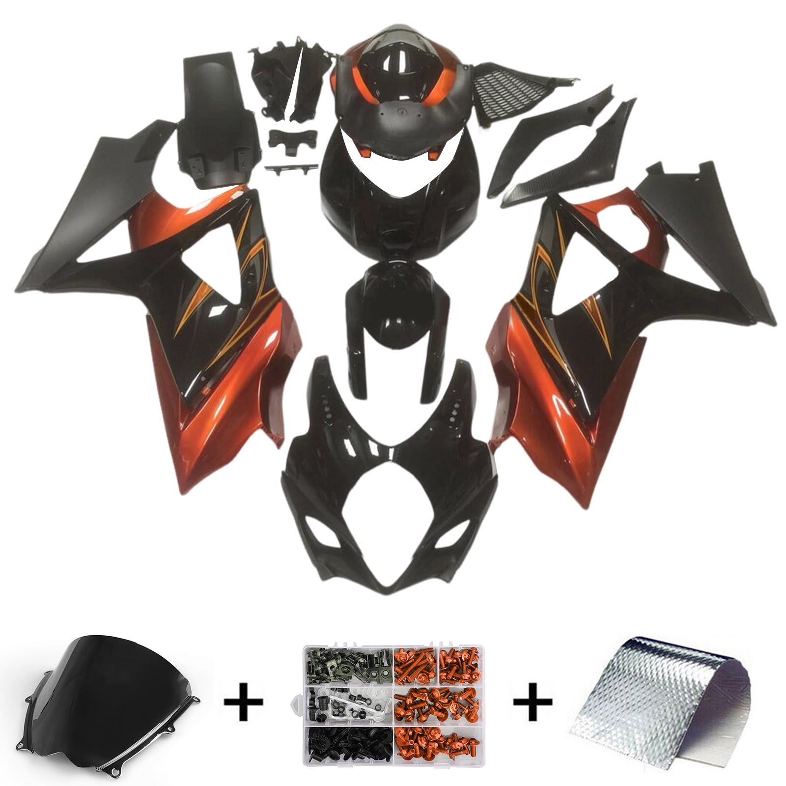 Amotopart 2007-2008 K7 GSXR1000 Suzuki Orange&Black Fairing Kit