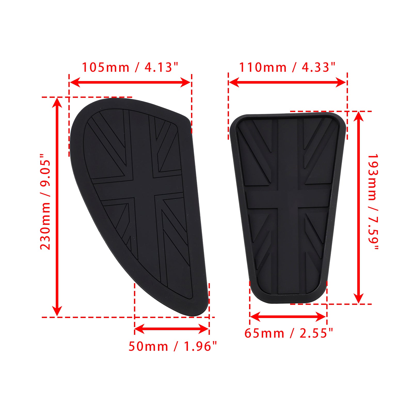 3x Fuel Petrol Tank Custom Knee Pads Union Jack For Bonneville T100 T120 Bobber