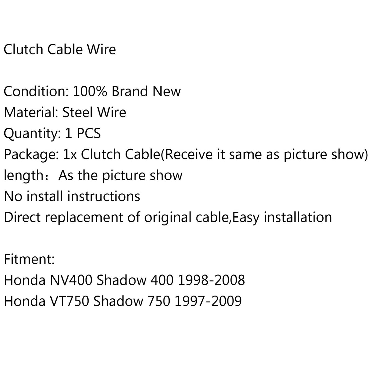 98-08 Honda NV400 Shadow 400 97-09 VT750 Clutch Cable Wire Replacement
