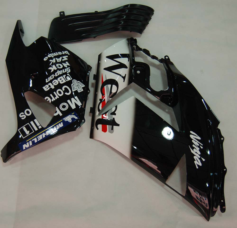 Amotopart 2006-2011 Kawasaki ZX14R Black with White logos Fairing Kit