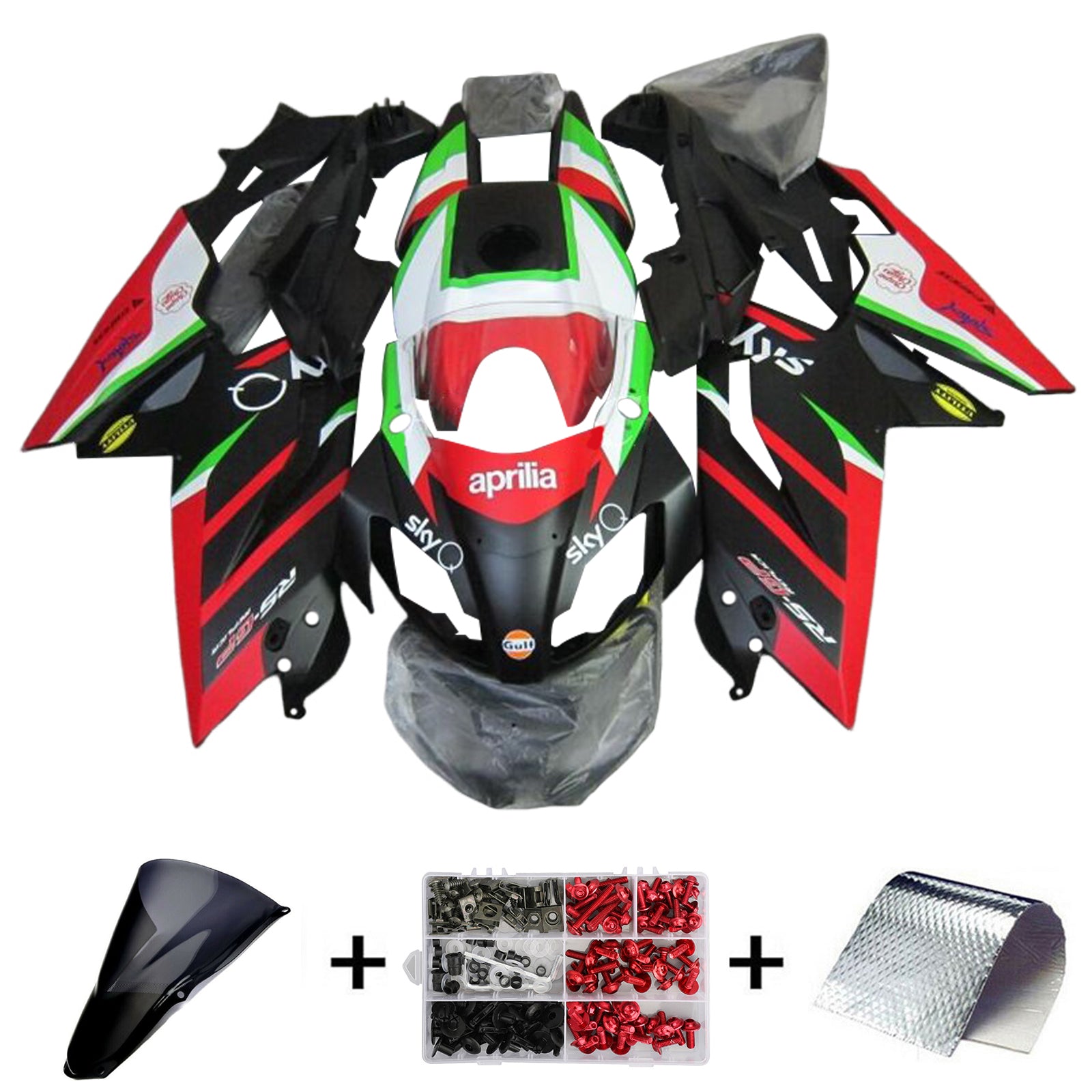 Amotopart 2012-2016 RS4 125 50 Aprilia Red&Green Style3 Fairing Kit