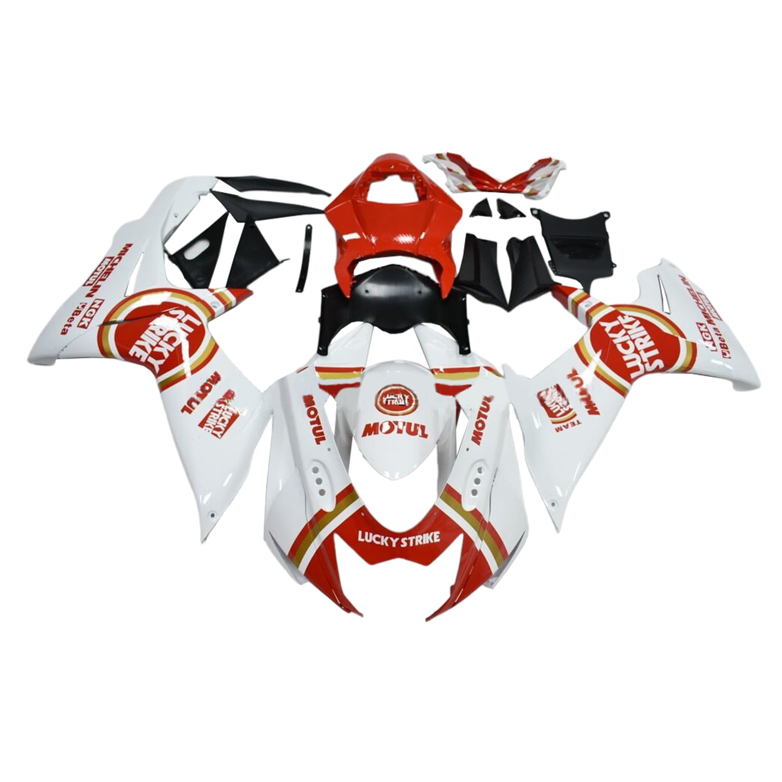 Amotopart 2011-2024 K11 GSXR 600/750  Suzuki White with Red Accents Fairing Kit