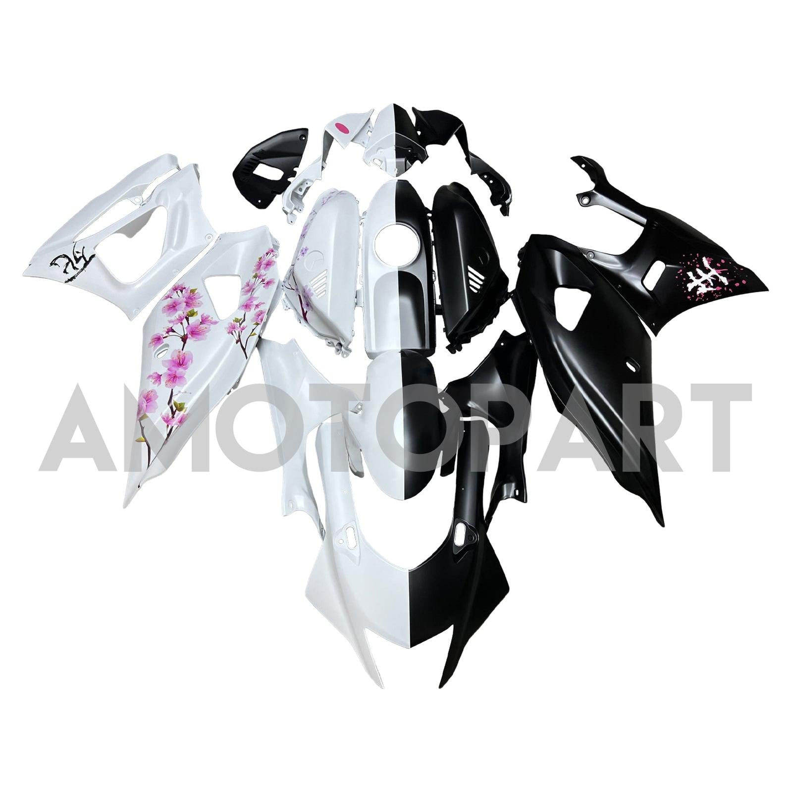 Amotopart 2021-2025 Yamaha YZF-R7 Cherry Blossom White Black Fairing Kit
