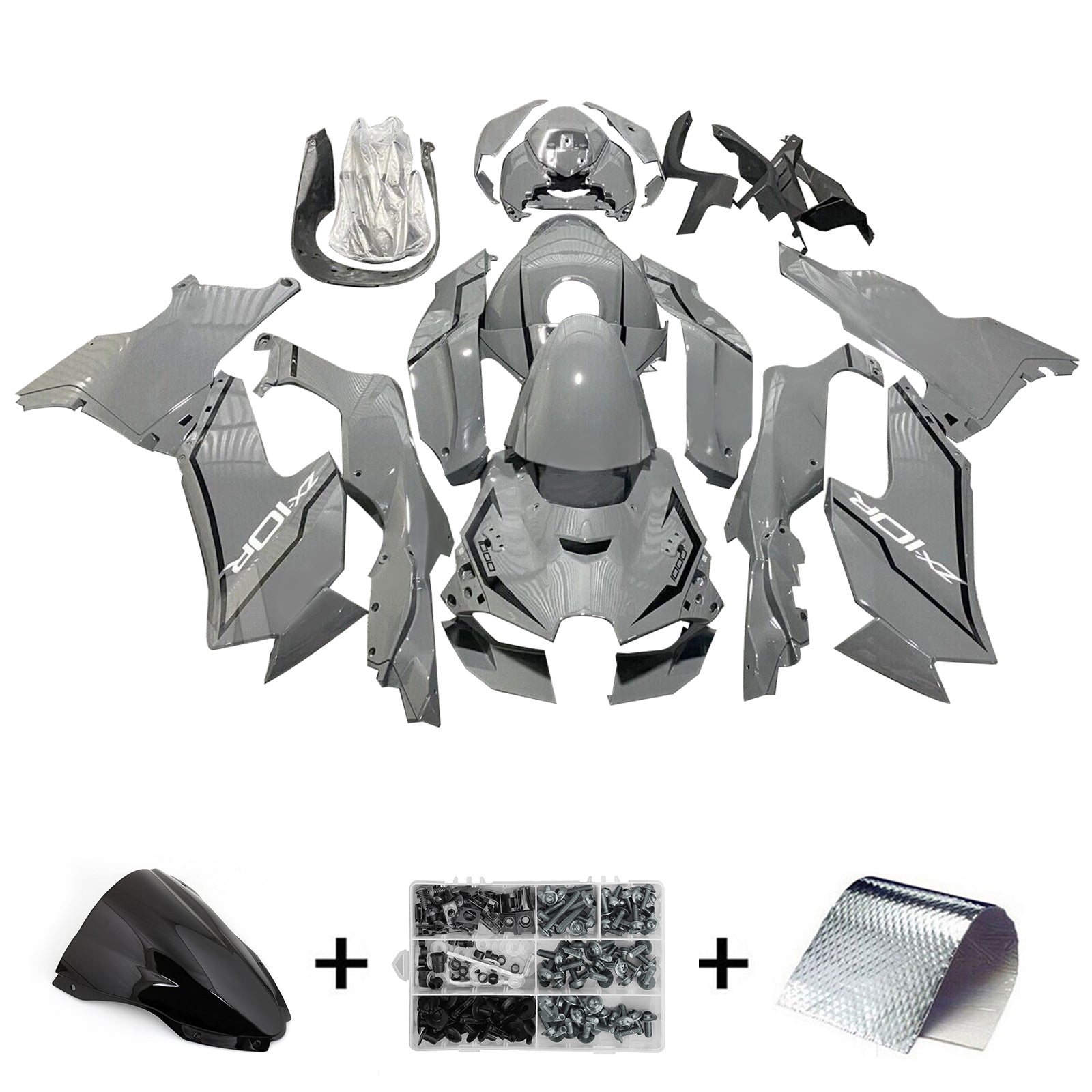 Amotopart 2021-2024 Kawasaki ZX10R ZX10RR Kit de carenado blanco negro