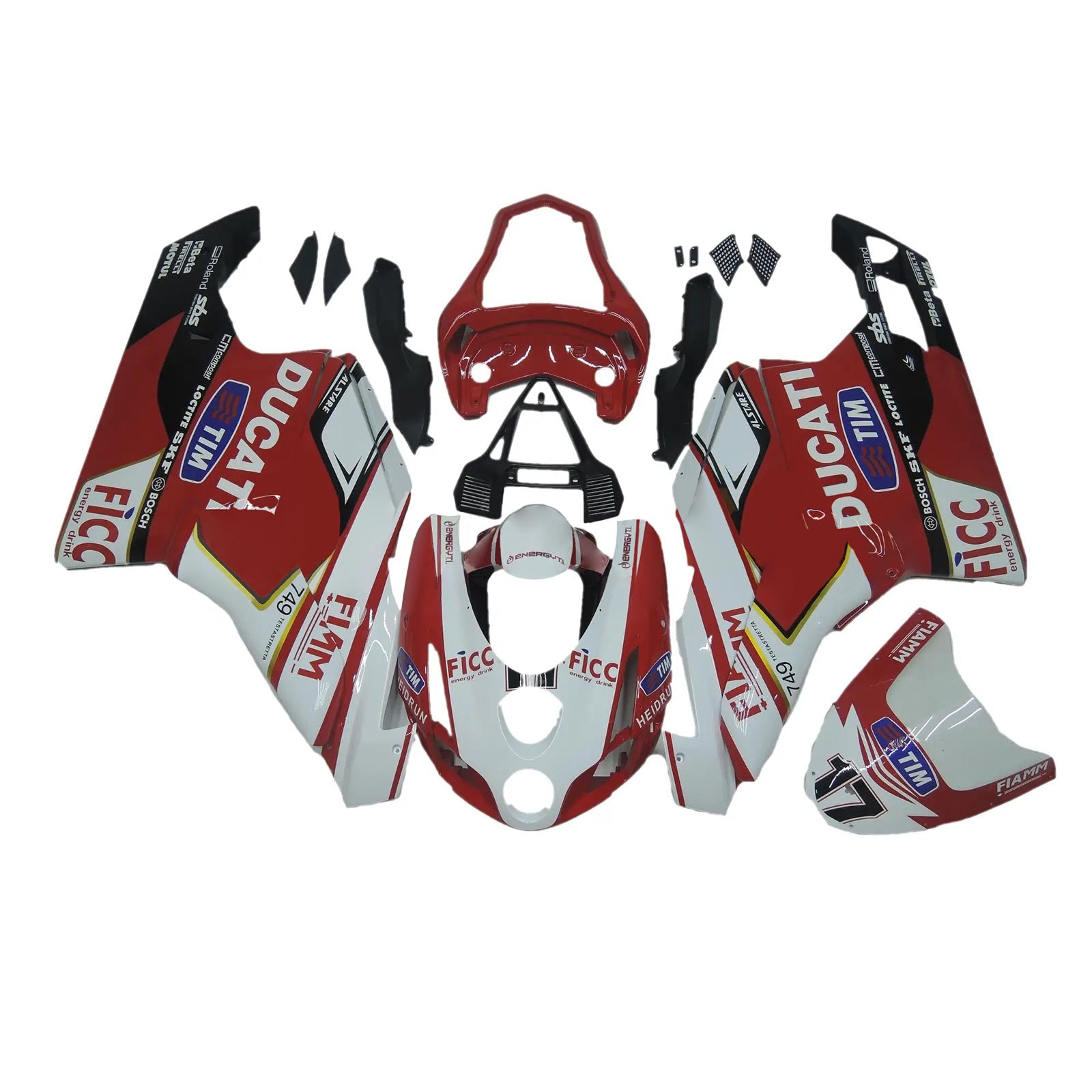 Amotopart 2003 2004 Ducati 999 749 Kit de carénage rouge et blanc Style1