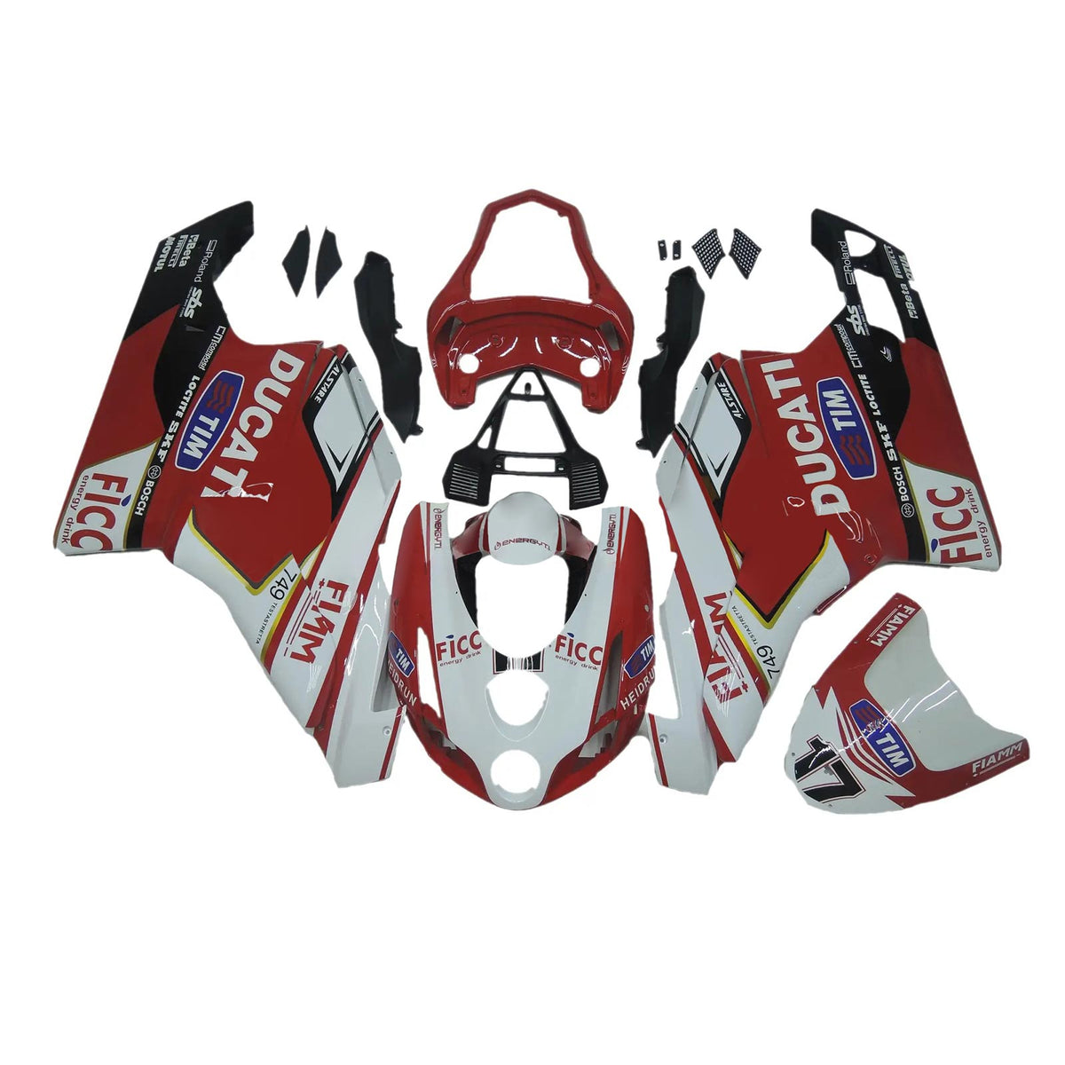 Amotopart 2003 2004 Ducati 999 749 Kit de carenado rojo y blanco Style1