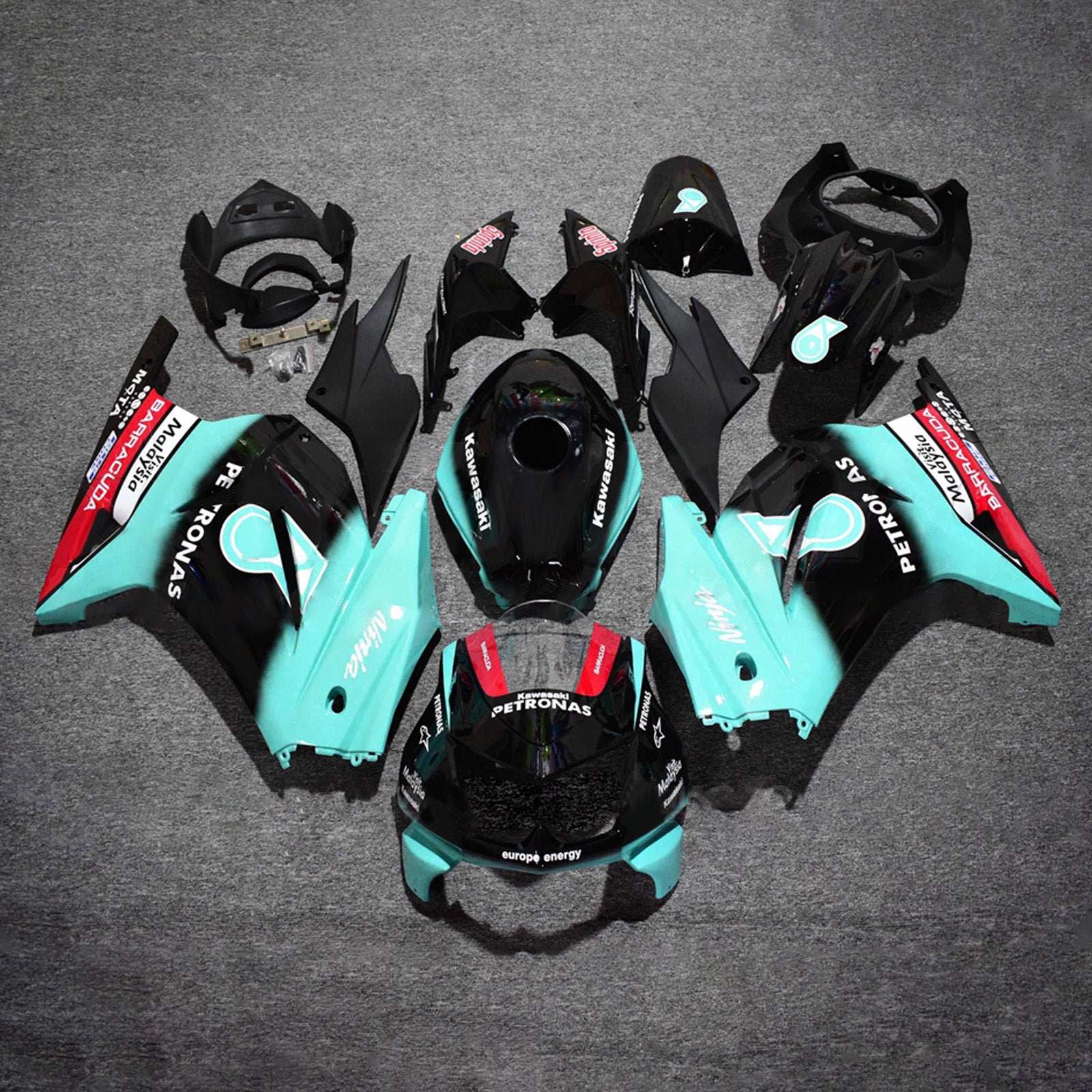 Amotopart 2008-2012 Kawasaki EX250/Ninja250R Black Blue Red Fairing Kit