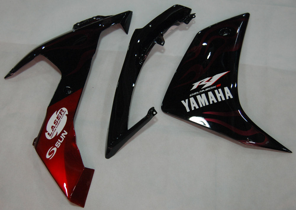 Amotopart 2007–2008 Yamaha YZF 1000 R1 glänzendes Schwarz mit rotem Flammen-Verkleidungsset