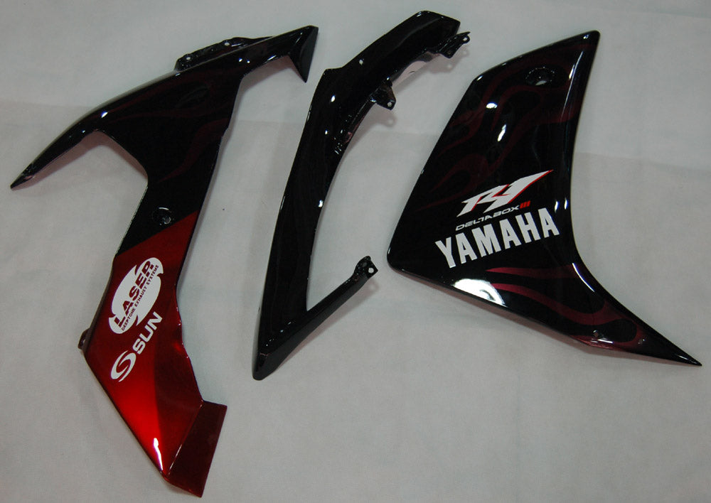 Amotopart 2007-2008 Yamaha YZF 1000 R1 Gloss Black with Red Flame Fairing Kit