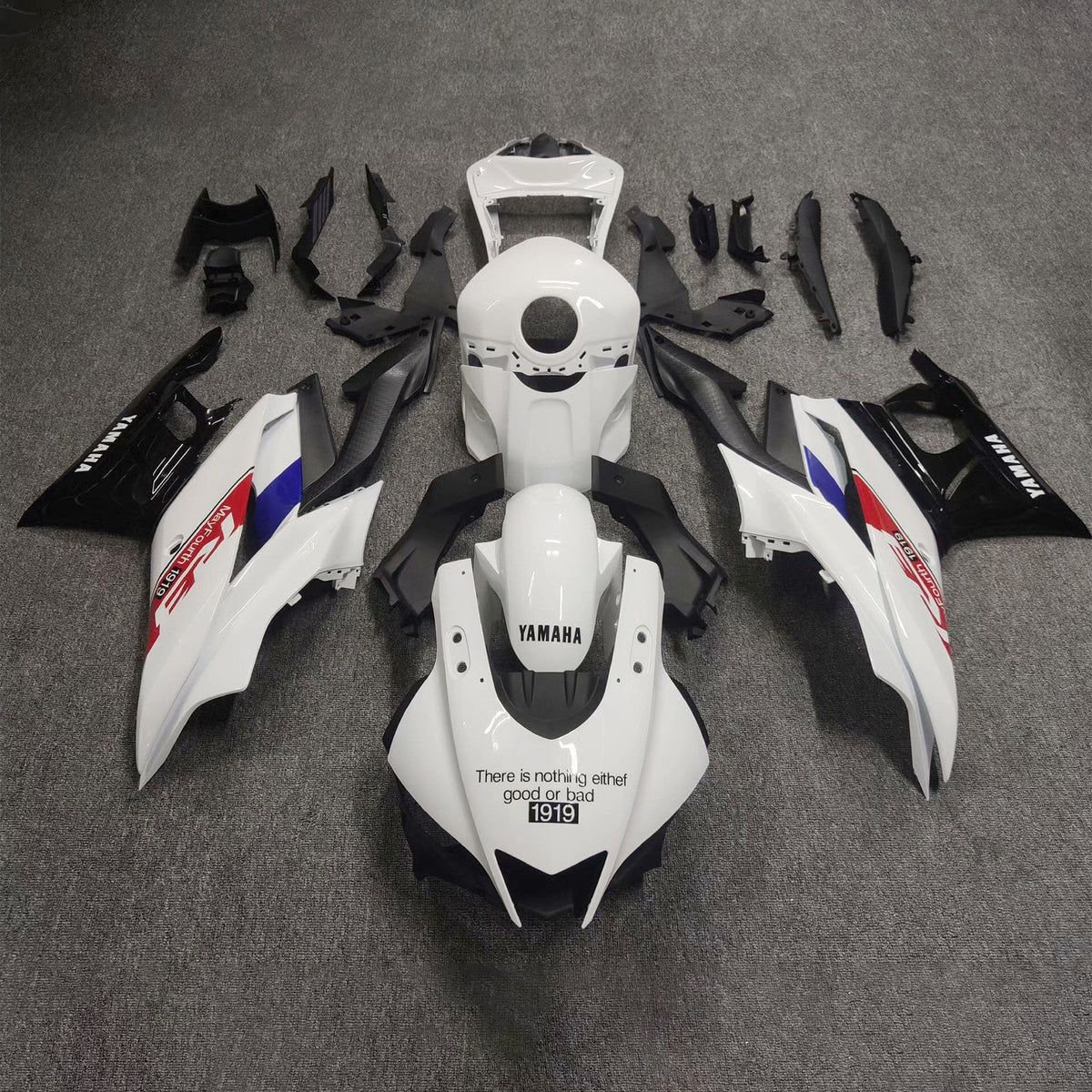 Amotopart 2019-2021 Yamaha YZF-R3 R25 White Black Fairing Kit
