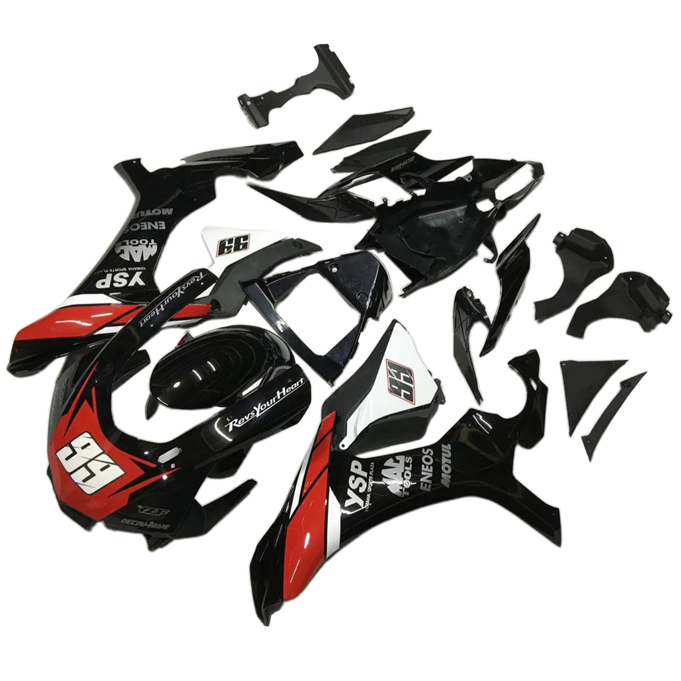 Amotopart 2020-2024 Yamaha YZF R1 Kit de carenado negro blanco rojo