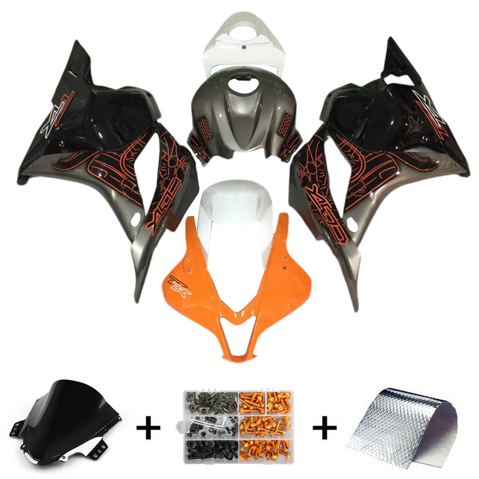 Amotopart 2005-2006 K5 GSXR1000 Suzuki Kit de carénage orange et noir