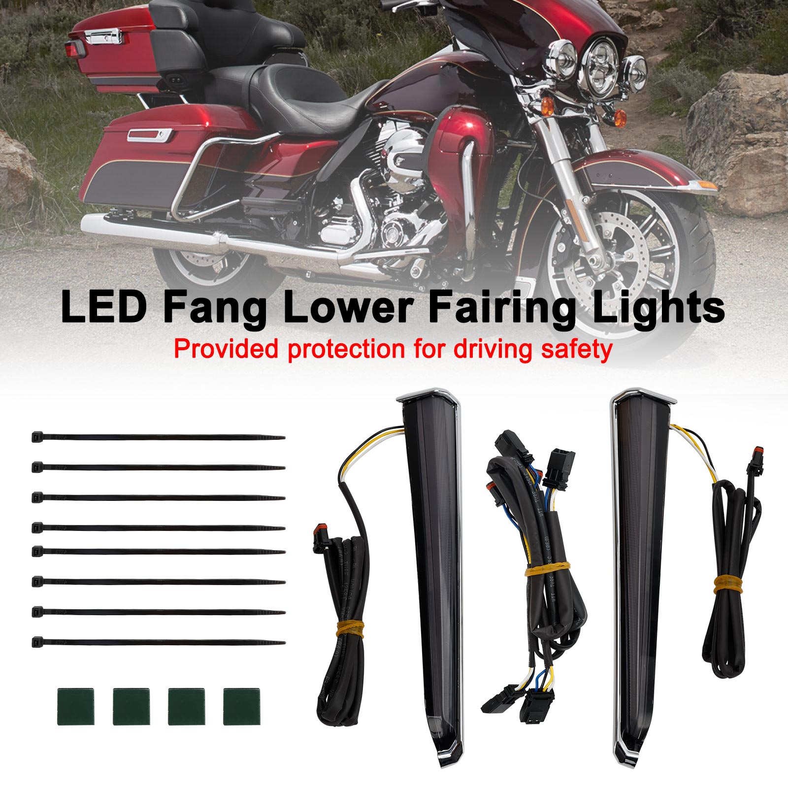 45801 LED Fang Lower Fairing Lights for Touring Road Glide 2014-2023