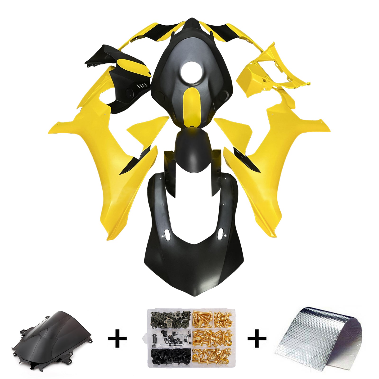 Amotopart 2015-2019 Yamaha  YZF-R1 Yellow & Black Fairing Kit
