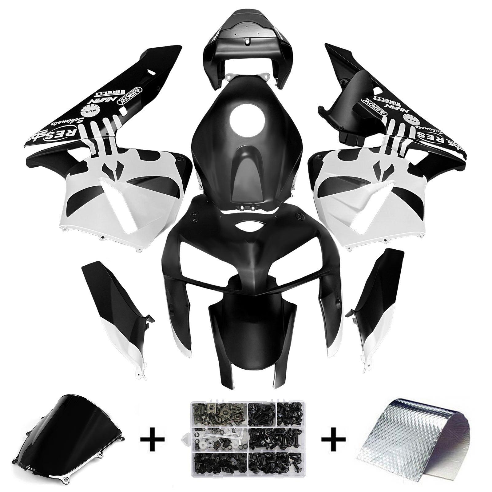 Amotopart 2005-2006 Honda CBR600RR Kit de carénage blanc noir