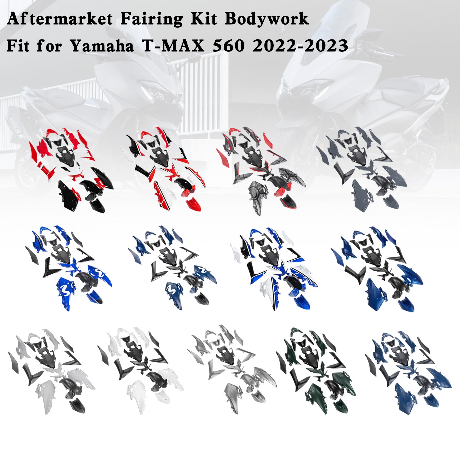 Amotopart 22-24 Yamaha T-MAX 560 Collection de kits de carénage