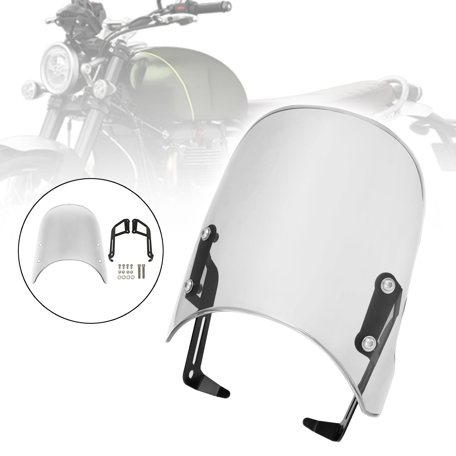 Parabrisas transparente 19-23 Scrambler 1200 XC XE y 16-23 Street Twin 900