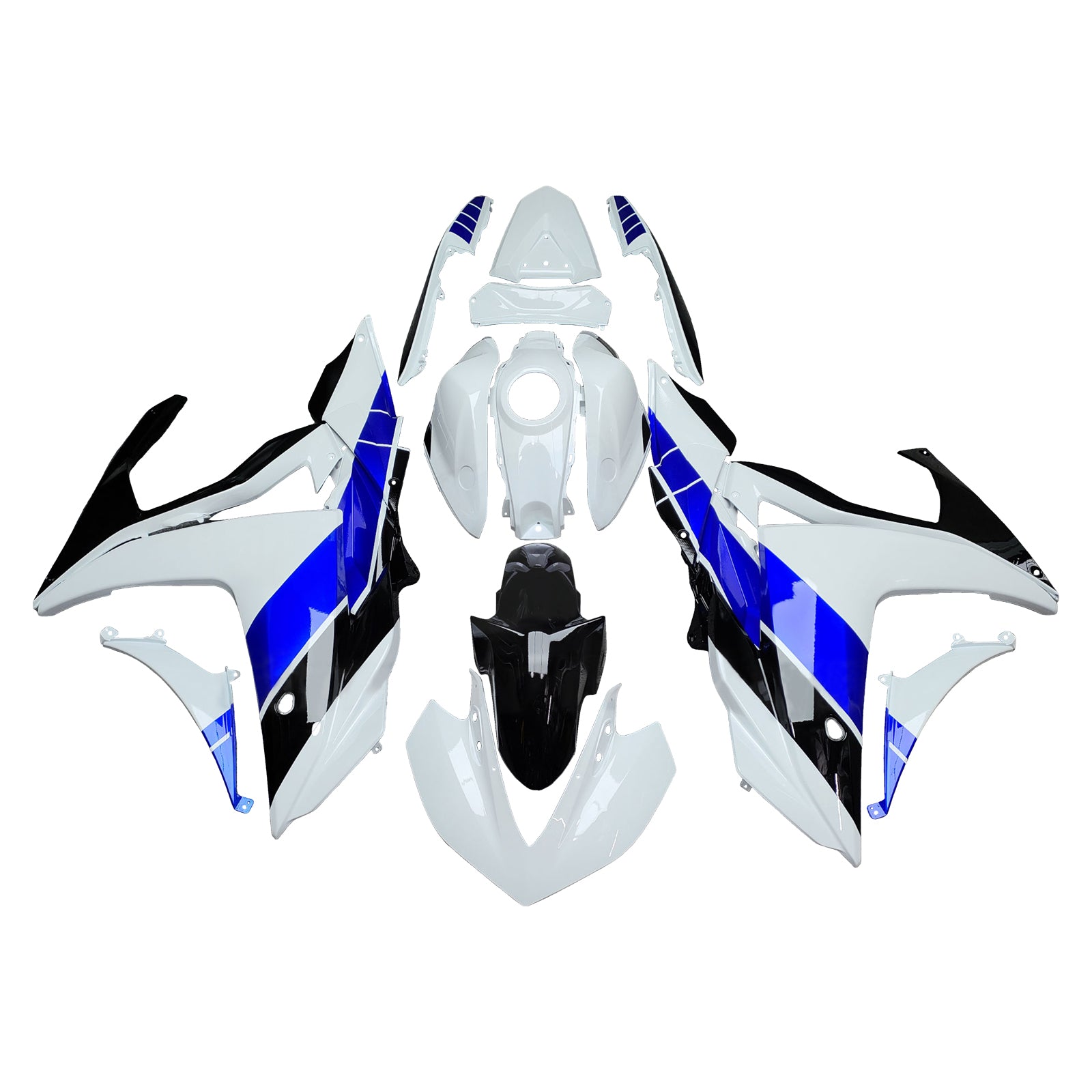 Amotopart Yamaha 2014-2018 YZF R3 2015-2017 YZF R25 Blue & White Fairing Kit
