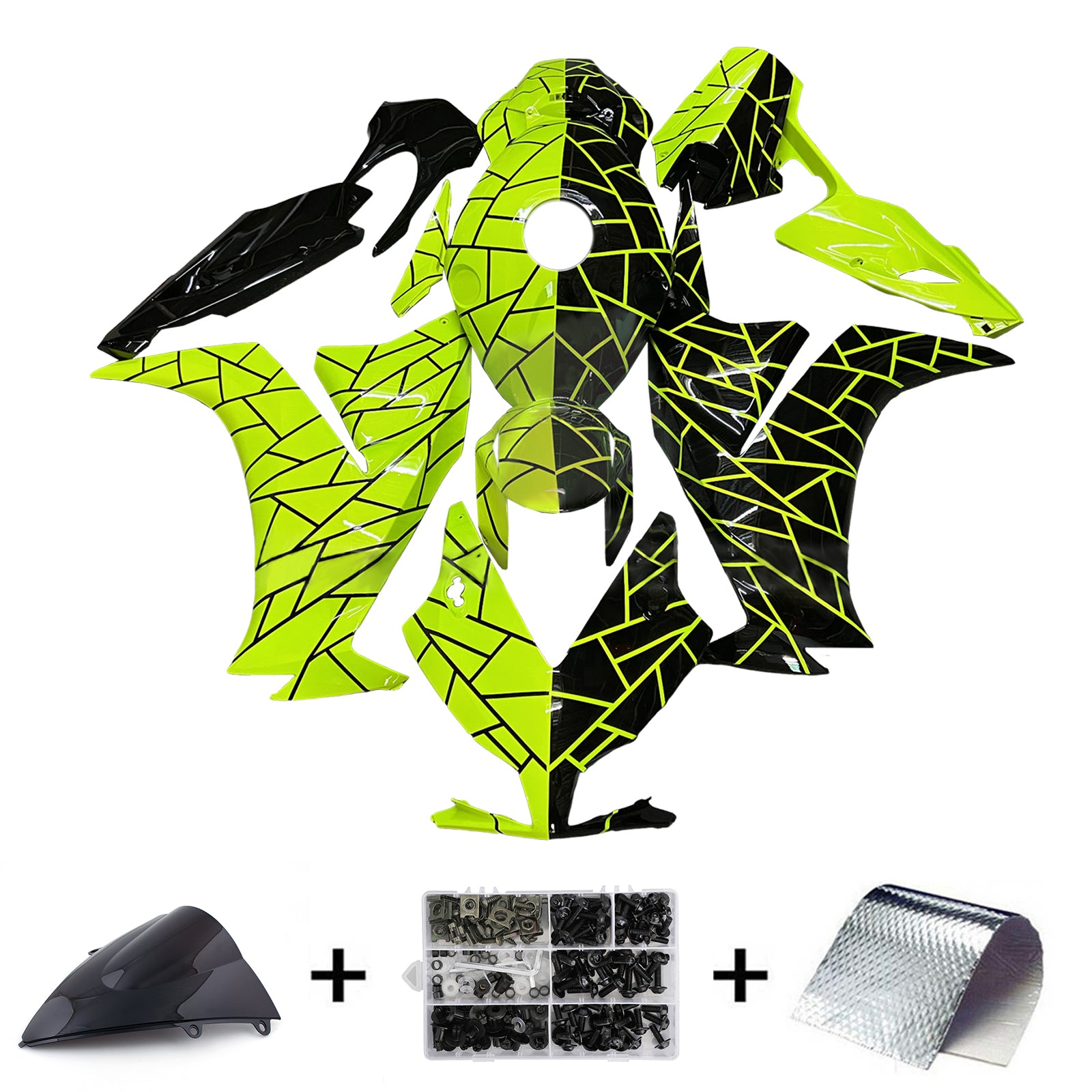 AMOTOPART 2012-2016 Honda CBR1000RR光沢のある黄色の黒いフェアリングキット