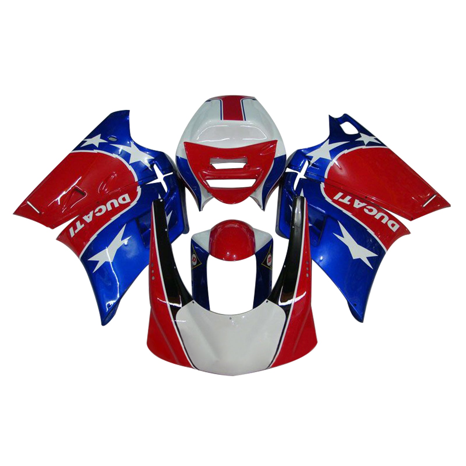 Amotopart Ducati 996 748 1996-2002 Kit de carénage rouge et bleu Style3