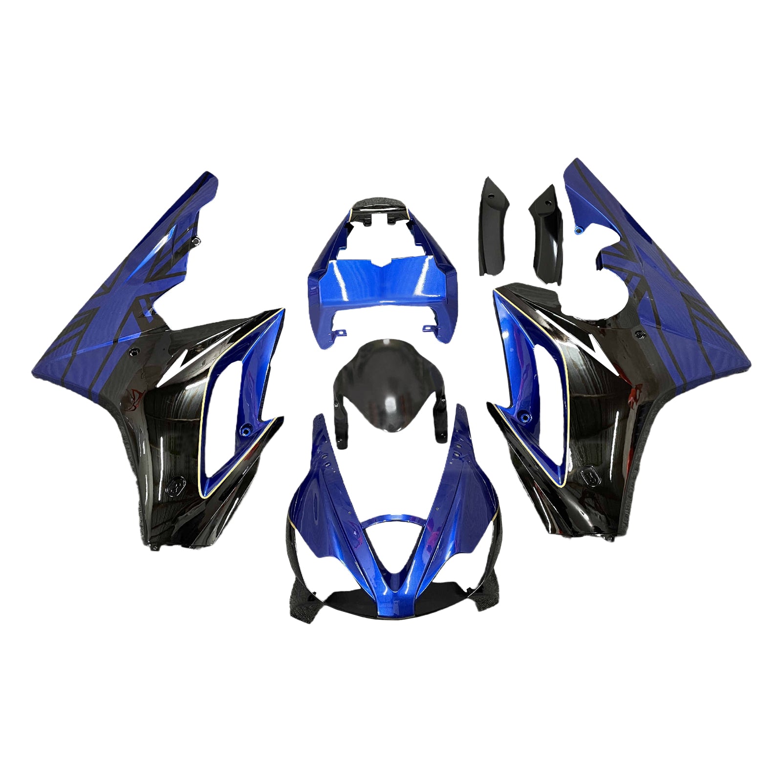 Amotopart 2006-2008 Triumph Daytona 675 Glossy Black Blue Fairing Kit