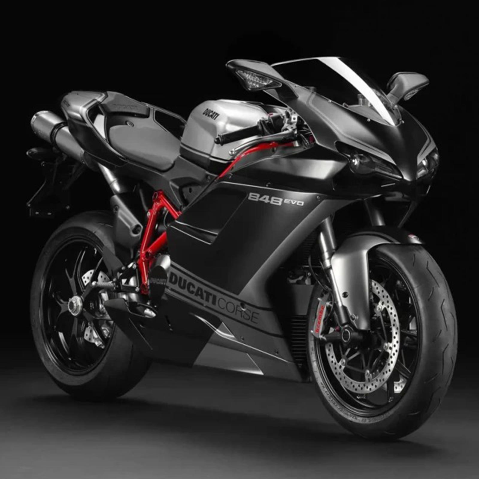 Amotopart 2007-2012 Ducati 1098 1198 848 Schwarz&amp;Grau Style1 Verkleidungssatz