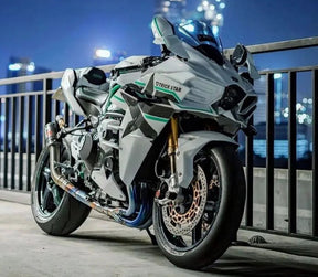Amotopart 2015–2022 Ninja H2 Kawasaki weiß-grün gestreiftes Verkleidungsset