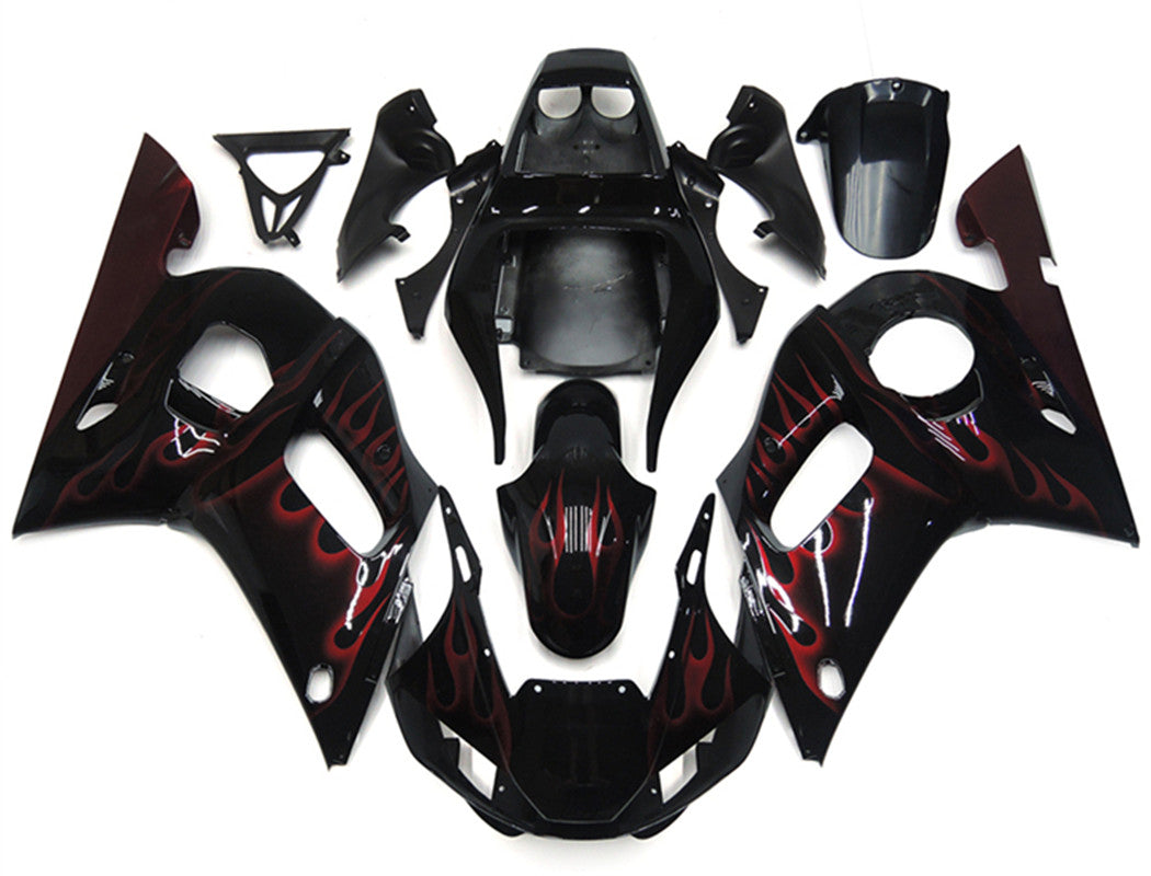Amotopart Yamaha YZF 600 R6 1998-2002 Red&Black Flame Style2 Fairing Kit