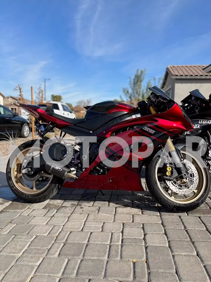 Amotopart 2008-2016 Yamaha YZF 600 R6 Gloss Red Black Fairing Kit