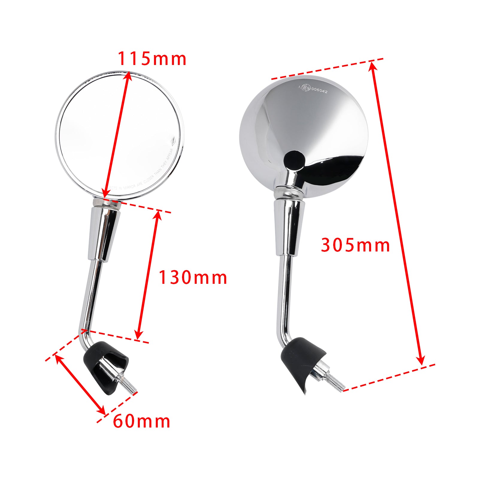 Vespa Primavera 50-125 Sprint 50-150 Gts 125 300 Pair Shorty Mirrors Chrome
