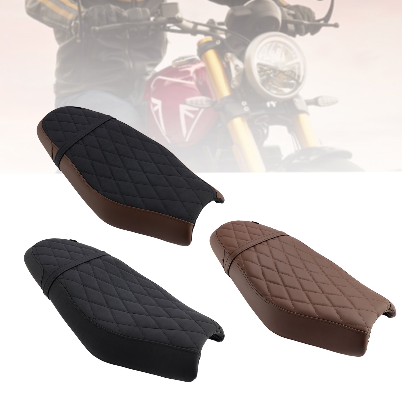 24+ Speed ​​Scrambler 400 X Komplett gepolsterter Fahrer-Beifahrersitz Schwarz Schwarz