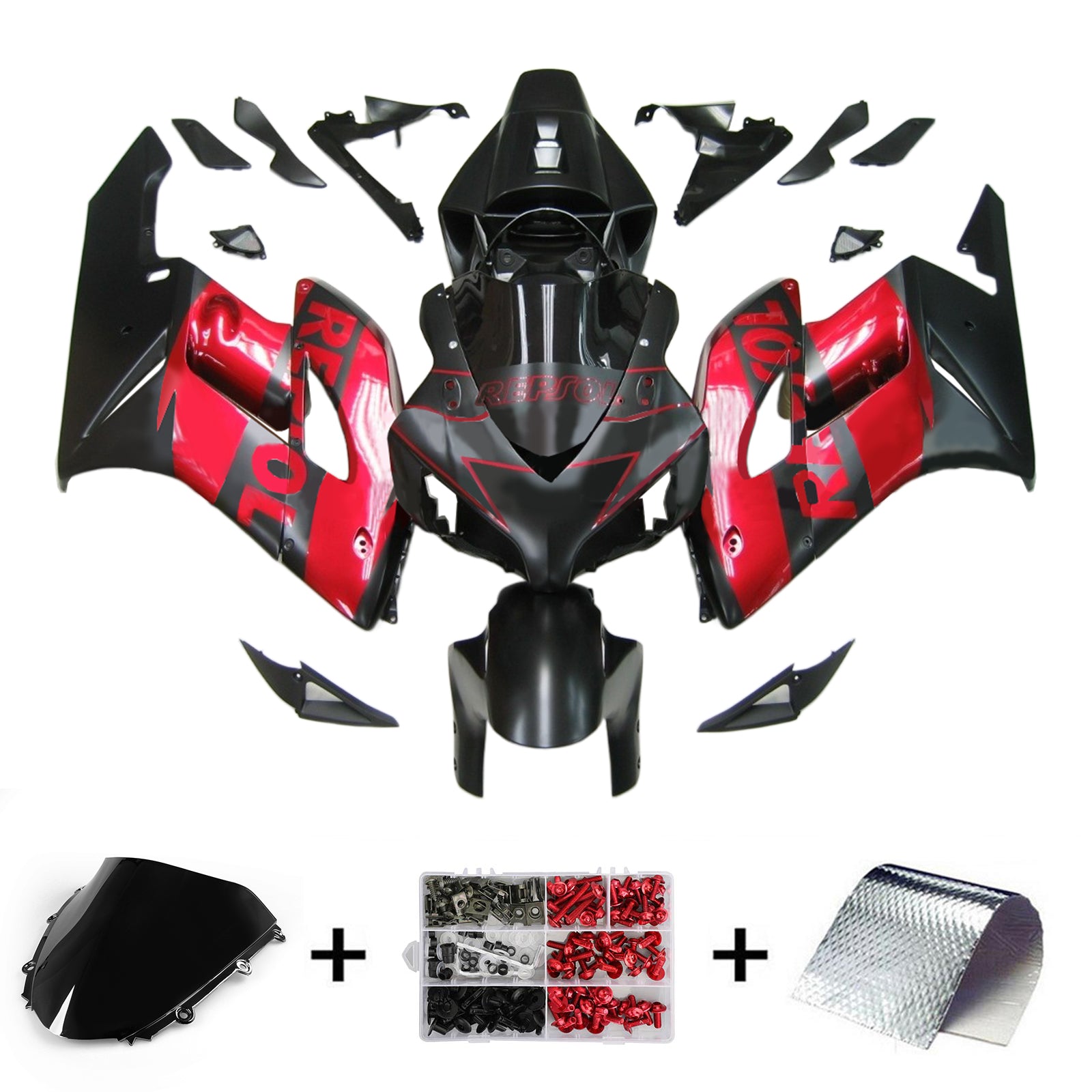 Amotopart 2004-2005 Honda CBR1000RR Black Red Fairing Kit