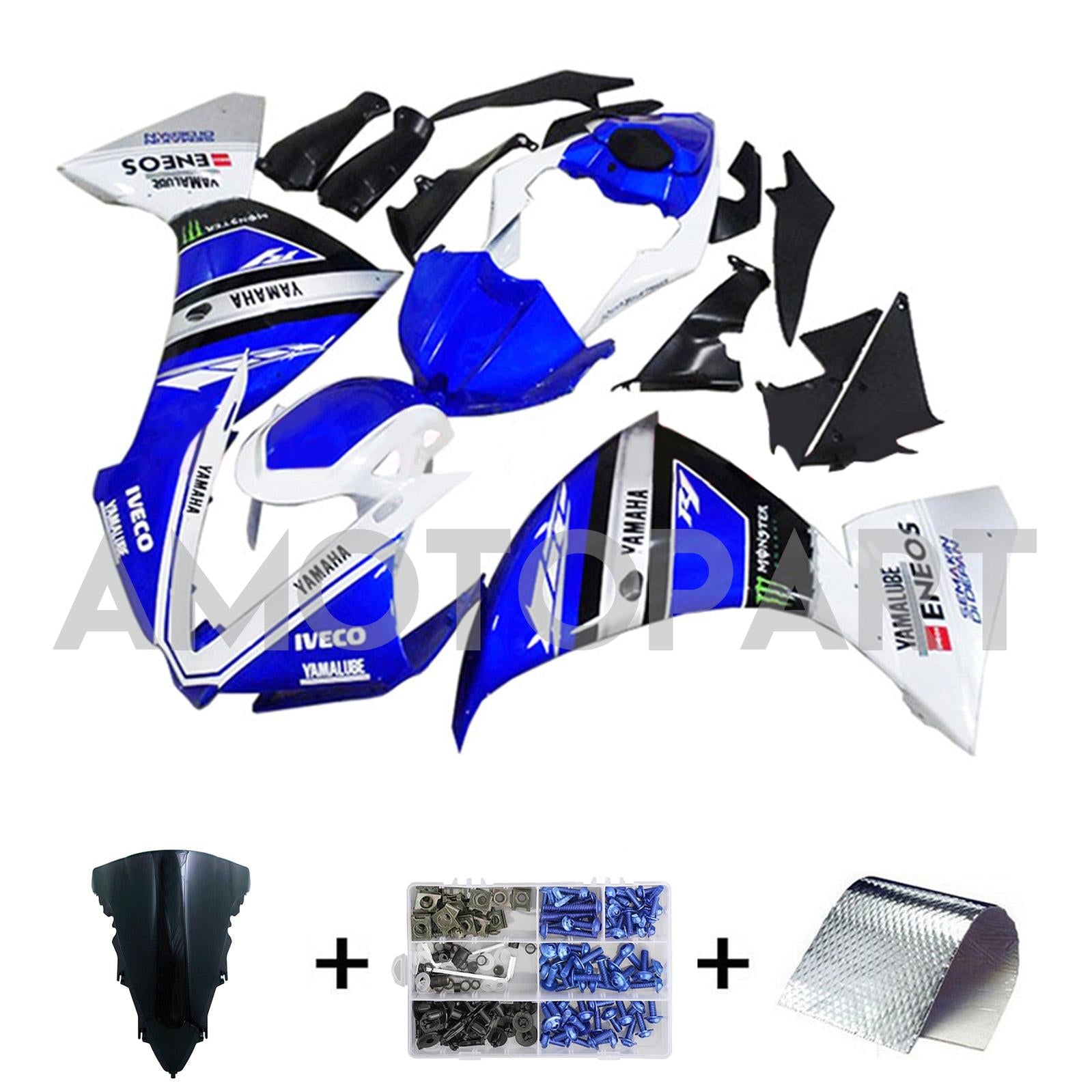 Amotopart 2012-2014 Yamaha YZF 1000 R1 Blue Black White Fairing Kit