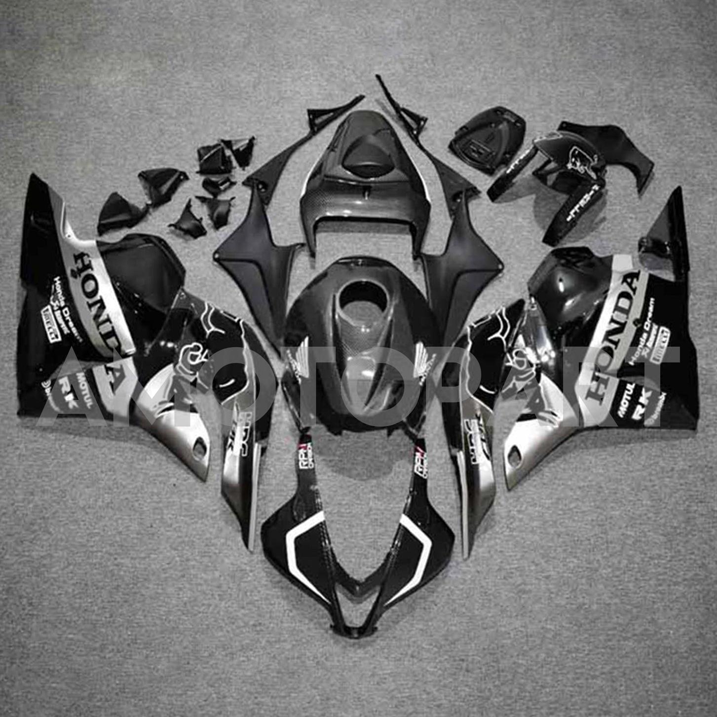Amotopart 2009-2012 Honda CBR600RR Carbon Fiber Black White Letter Fairing Kit