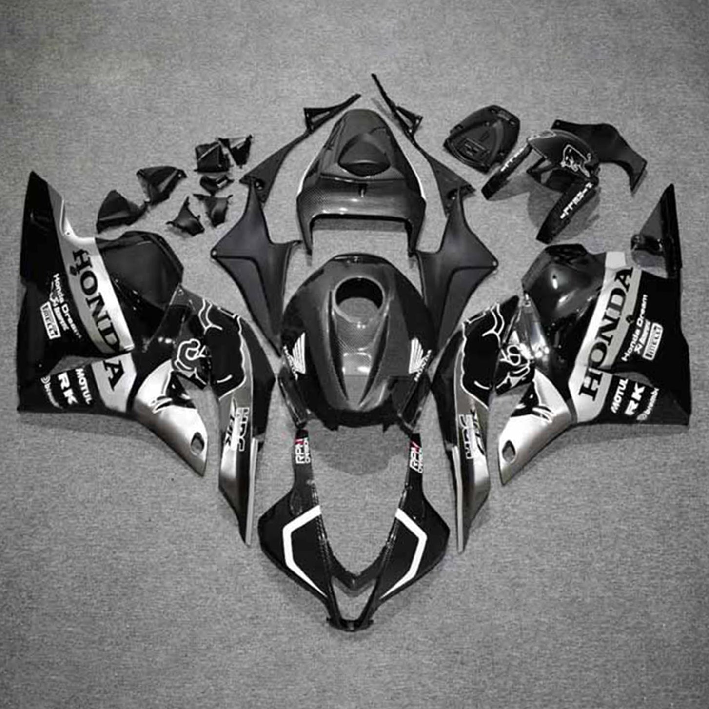 Amotopart 2009-2012 Honda CBR600RR Kit de carénage en fibre de carbone noir et blanc