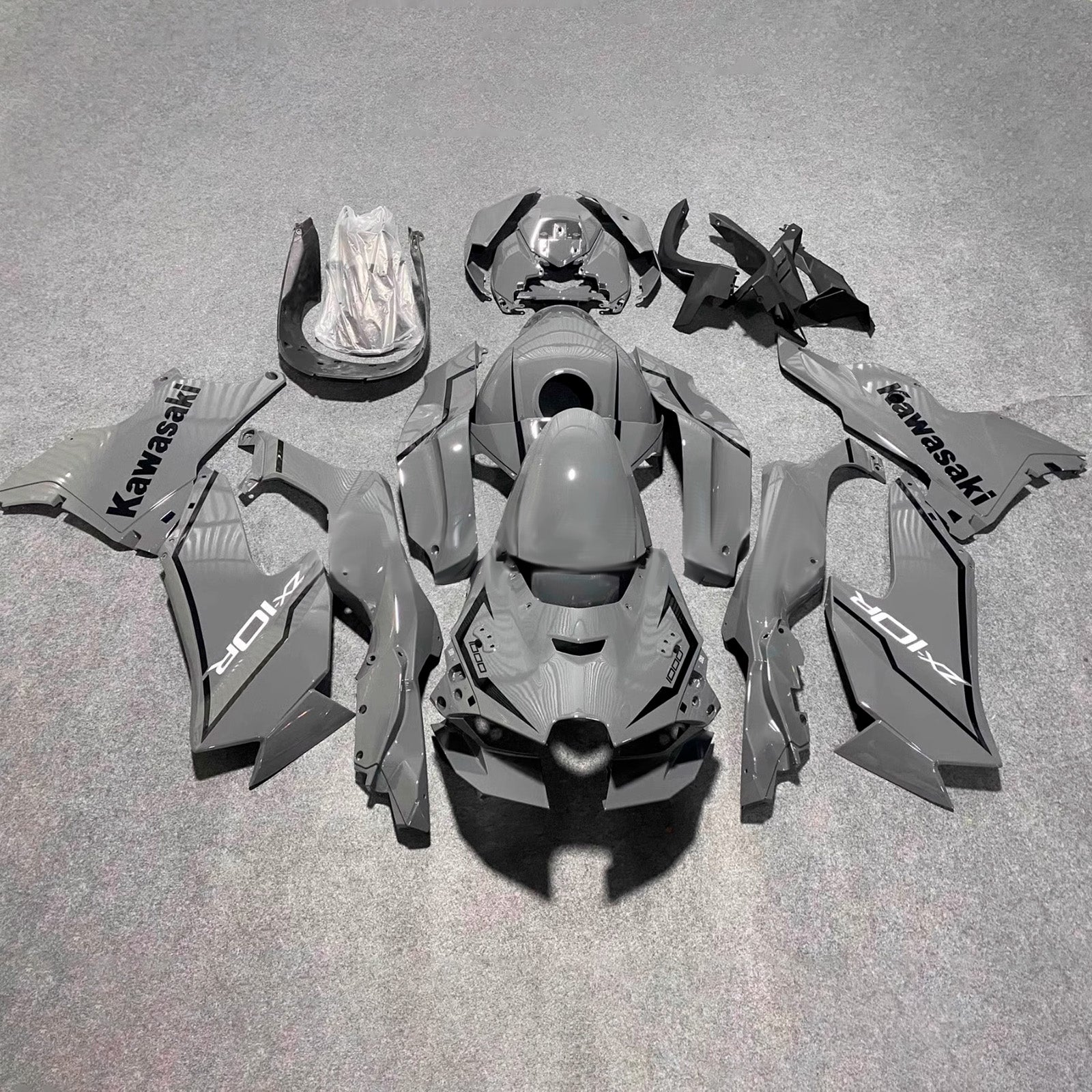 Amotopart 2024-2025 Kawasaki ZX-6R Grey Black White Fairing Kit